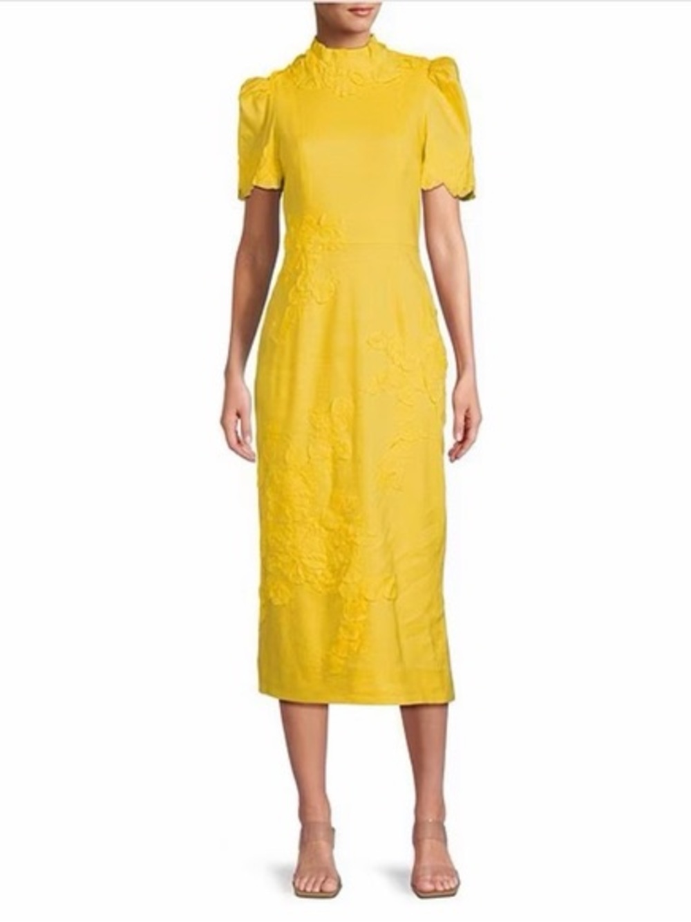 ANTONIO MELANI Yellow Floral Midi Dress - Picture 2 of 2